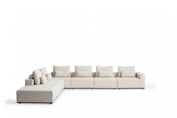 Wunnzëmmer Loungemöbel-Set Beige Polstersofa Couchgarnitur Miwwelen Nei