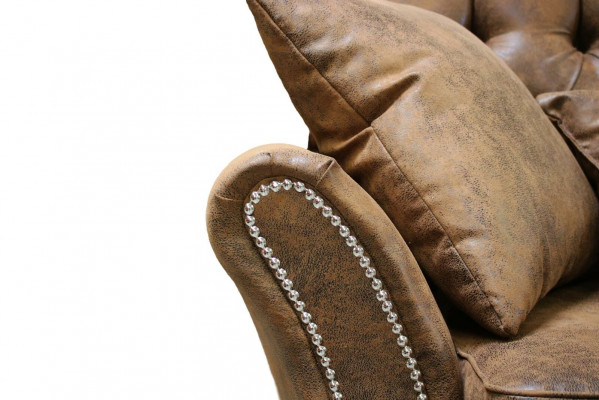 Design Still 1 Sëtz Braun Textil Luxus Club Lounge Sofa Fernseh Chesterfield