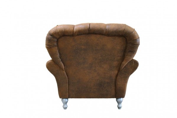 Design Still 1 Sëtz Braun Textil Luxus Club Lounge Sofa Fernseh Chesterfield