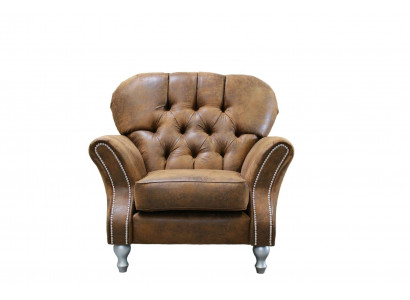 Design Still 1 Sëtz Braun Textil Luxus Club Lounge Sofa Fernseh Chesterfield