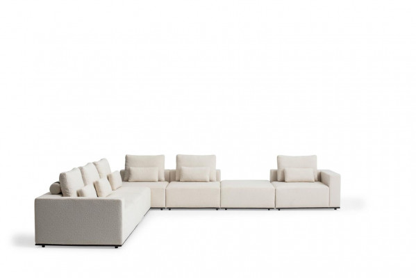 Ecksofa L-Form Wunnlandschaft Polster Textil Canapé Sofa Set Luxus Miwwelen