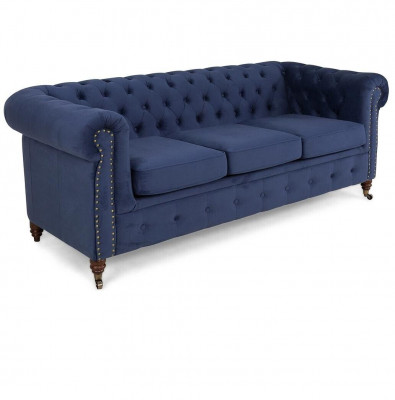 Chesterfield 3-Sëtzer Couch Polster Couche Sëtz Wunnzëmmer Sofa Dräisëtzer Nei