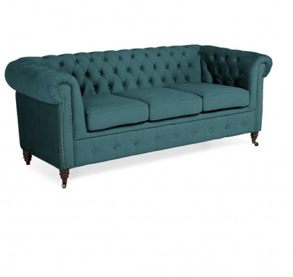 Klassesch Chesterfield Miwwelen Dräisëtzer Couch Textil Sofa Edelt Design