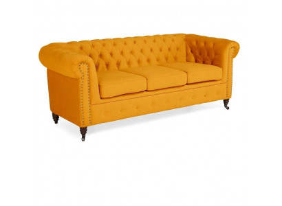 Klassesch Chesterfield Miwwel Drësëtzeger Canapé Textil Sofa Edelt Design Orange