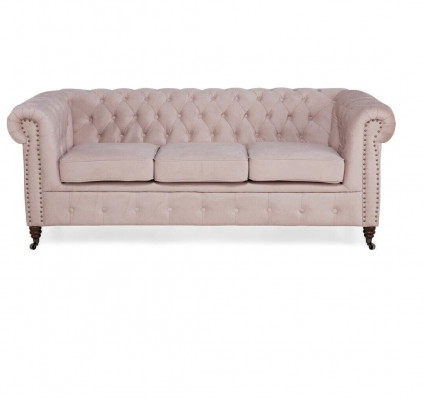 Klassesch Chesterfield Miwwelen 3 Sëtz Canapé Textil Stoft Sofa Edel Design Nei