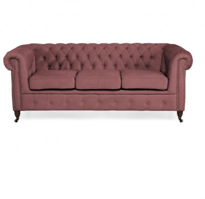 Klassesch Miwwelen Chesterfield 3-Sëtzer Couch Textil Stoff Sofa Édelt Design Nei