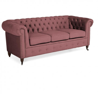 Klassesch Miwwelen Chesterfield 3-Sëtzer Couch Textil Stoff Sofa Édelt Design Nei