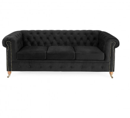 Chesterfield 3-Sëtzer Canapé Textilstoff Sofa Eedel Design Klassesch Miwwel Nei