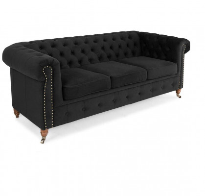 Chesterfield 3-Sëtzer Canapé Textilstoff Sofa Eedel Design Klassesch Miwwel Nei