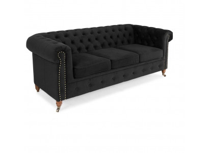 Chesterfield 3-Sëtzer Canapé Textilstoff Sofa Eedel Design Klassesch Miwwel Nei