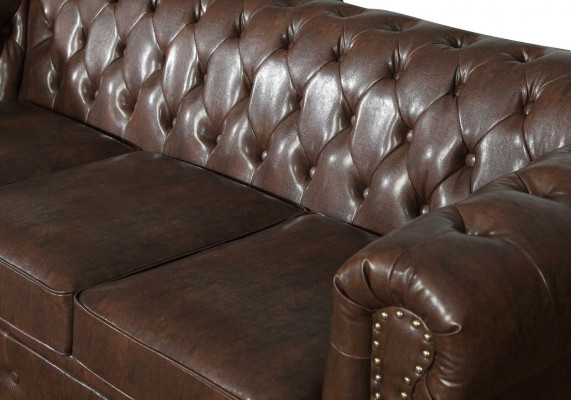 Chesterfield 3 Sëtzer Canapé Lieder Canapé Couch Polster Sëtz Canapéë Dräisëtzer