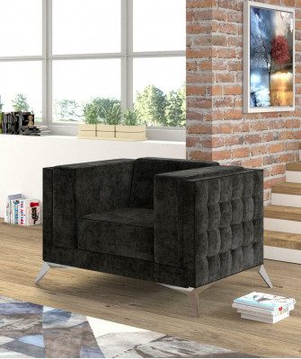 Chesterfield Fauteuil Canapé 1 Sëtz Sofa Textil Stoff Canapéen Polster Nei