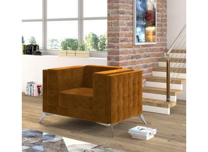 Chesterfield Fotell Couch 1 Sëtz Stoff Couchen Polster Nei Fernseh Sofa