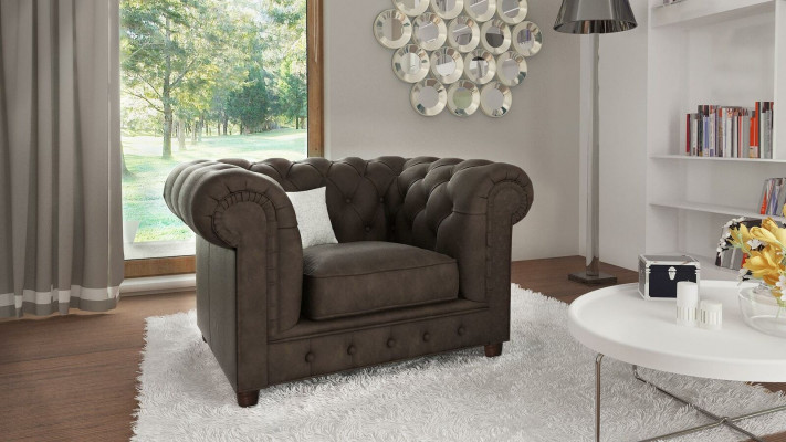 Sëtz Fernseh Sëtz Club Lounge Textil Lieder Édelt Design Chesterfield