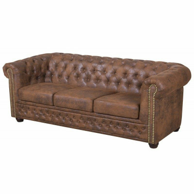 Chesterfield York Gobi 3-Sëtz Lieder Canapé Polstersofas Couchen Neien
