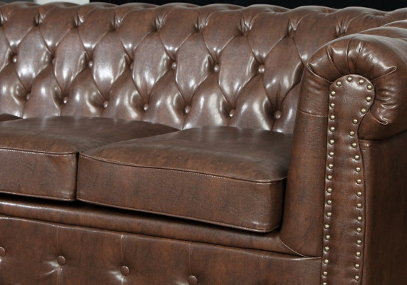 Designer 2-Sëtz Textil Sofas Couchen Nei Chesterfield Ledercouch Sofa