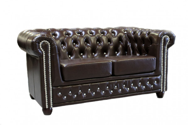 Klassesch Edel Zweesëtzer Chesterfield Miwwel Canapé Textil Sofa Design Braun
