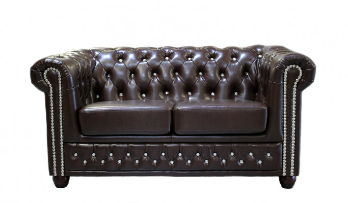 Klassesch Edel Zweesëtzer Chesterfield Miwwel Canapé Textil Sofa Design Braun