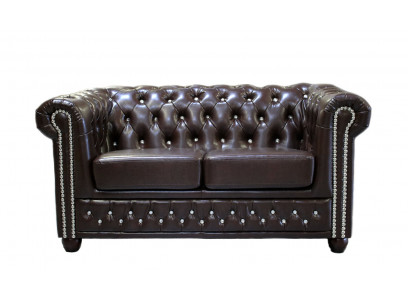 Klassesch Edel Zweesëtzer Chesterfield Miwwel Canapé Textil Sofa Design Braun