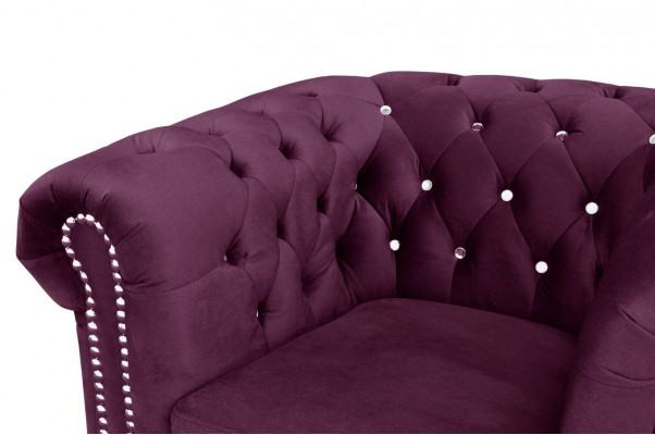 Chesterfield Textil Couch Polster 2-Sëtz-Stoff Sofas Couchen violett Zweisëtzer