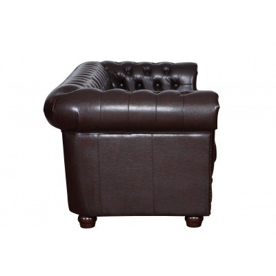 Modern dräisëtzege Kënschtléder-Sofa gemittlech elegant Chesterfield