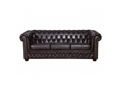 Modern dräisëtzege Kënschtléder-Sofa gemittlech elegant Chesterfield
