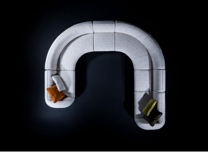 Wunnzëmmer Eckgrupp U-Form Polstersofa Luxus Polster Textil Sofa Neien