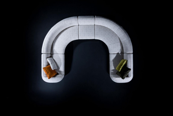 Ecksofa U-Form Textil Luxus Design Wunnzëmmer Polster Ecksofa Set Modern