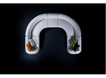 Ecksofa U-Form Textil Luxus Design Wunnzëmmer Polster Ecksofa Set Modern