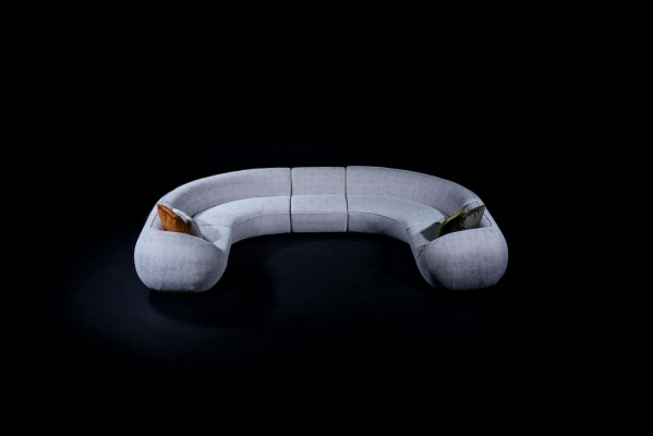 Ecksofa U-Form Textil Luxus Design Wunnzëmmer Polster Ecksofa Set Modern