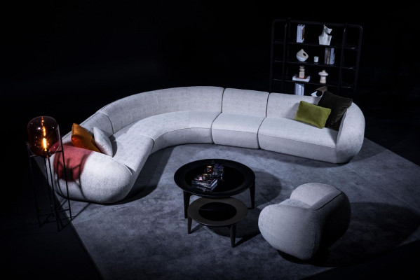 Grau Ecksofagarnitur Wunnzëmmer Polstersofa Luxus Ecksofagruppe Sofa
