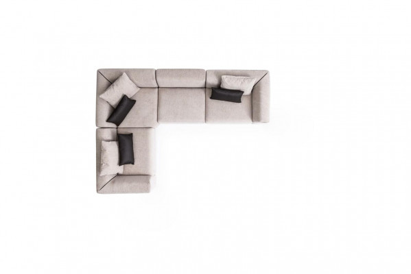L-fërmegt beige Eckcouch Wunnzëmmert Shäinpolstersofa Textil Nei