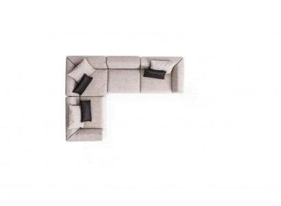 L-fërmegt beige Eckcouch Wunnzëmmert Shäinpolstersofa Textil Nei