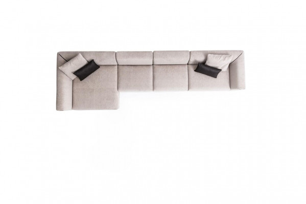 Beige L-förmeg Eckcanapé Wunnzëmmer Couch Textil Designer Modern