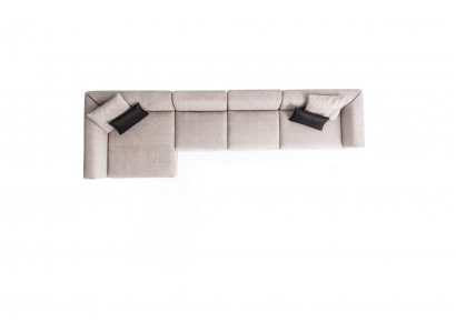 Beige L-förmeg Eckcanapé Wunnzëmmer Couch Textil Designer Modern