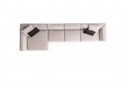 Beige L-förmeg Eckcanapé Wunnzëmmer Couch Textil Designer Modern