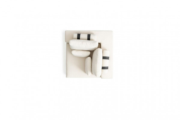 Wäiss sechs-Sëtz Luxus Textil Sofas Wunnzëmmer Modern Sëtzgrupp