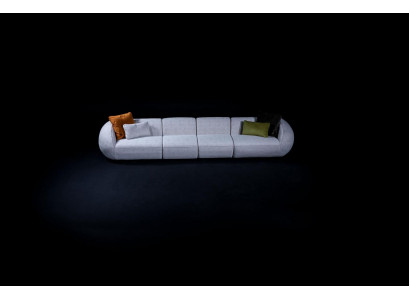 Gro Szëlwer Wunnlandschaft Sechssëtzegt Polstersofa a Stoff Eckloung Modern