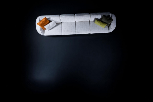 Gro Szëlwer Wunnlandschaft Sechssëtzegt Polstersofa a Stoff Eckloung Modern