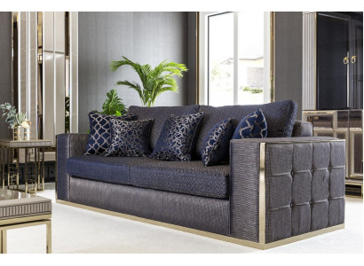 Canapé 3 Sëtzer Blo Wunnzëmmert Design Stil Miwwelen Modern Canapéen Elegantes Neit