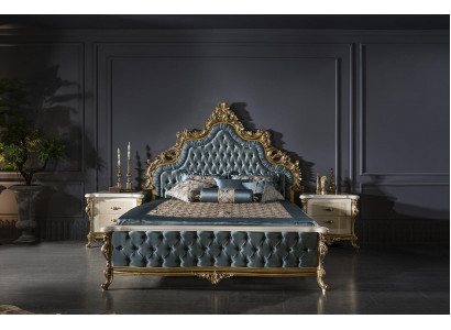Luxus Duebelbett Chesterfield Barock Better Schlofzëmmer Miwwelen Knäppercher
