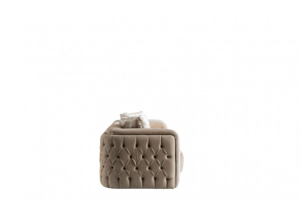 Sofa 3 Plaz Beige Miwwelen Wunnzëmmer Chesterfield Polster Stoff Luxus Nei