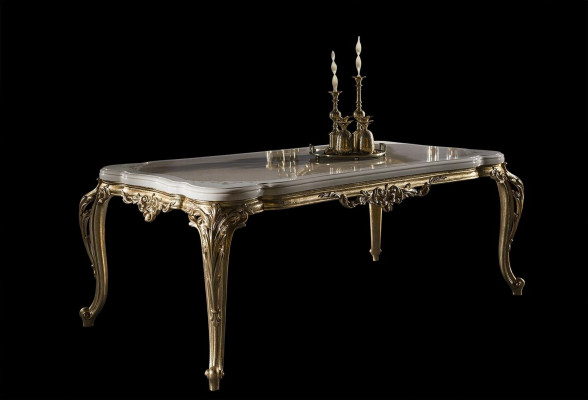 Moderne Luxus Iessdësch Eleganten Dësch klassesch Iesszëmmer Dëscher Miwwelen Gold