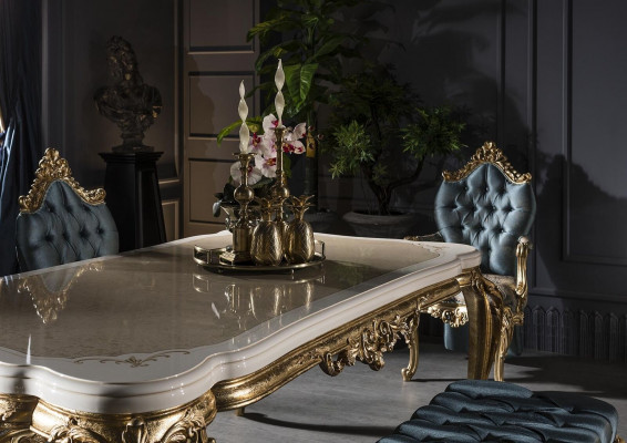 Moderne Luxus Iessdësch Eleganten Dësch klassesch Iesszëmmer Dëscher Miwwelen Gold