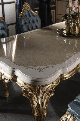 Moderne Luxus Iessdësch Eleganten Dësch klassesch Iesszëmmer Dëscher Miwwelen Gold