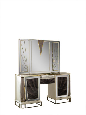 Luxus Make-up Dësch Design Konsolendësch Kommode Make-up Dëscher Spigel 2-Stéck.