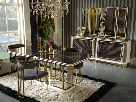 Iesszëmmer Set Gold 4x Still Iessdësch Kommode Spigel Design 7 Stéck.