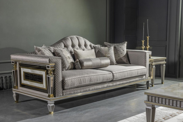 Wunnzëmmer Set Gro Sofa-Garnitur Elegante Fotell Modern Bäizëll Dëscht Nei 3 Stécker.