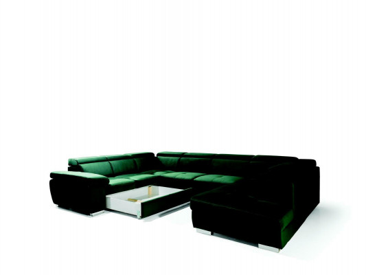 Multifunktionell grouss Wunnlandschaft U Form Ecksofa Sofa Stoff Couch Polster.