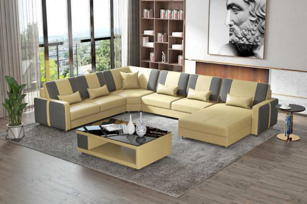 Grouss Wunnlandschaft Sofa Ecksofa U Form Gro Kunstlieder XXL Modern